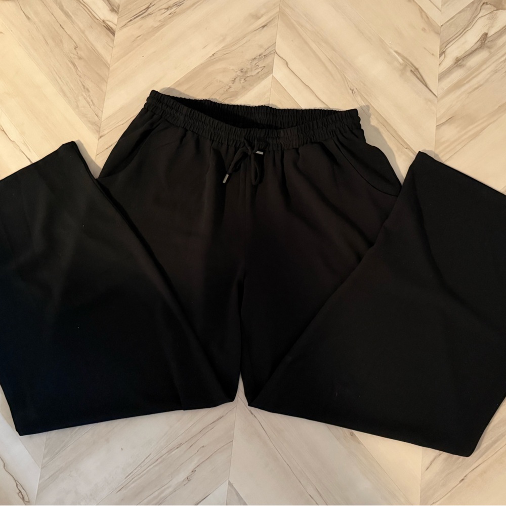 Bobeau black Knit Fabric Wide Leg Pants